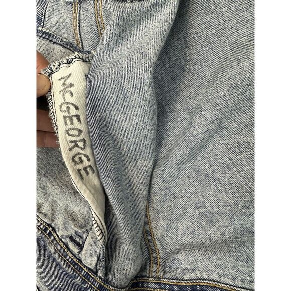 Vintage LEE Riders Jean‎ Jacket Made In The USA Trucker Distressed Blue Denim XL - Picture 4 of 16